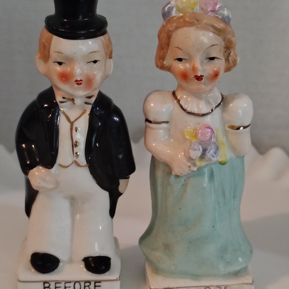 Vintage Bride and Groom Turn About Salt And Pepper Shakers